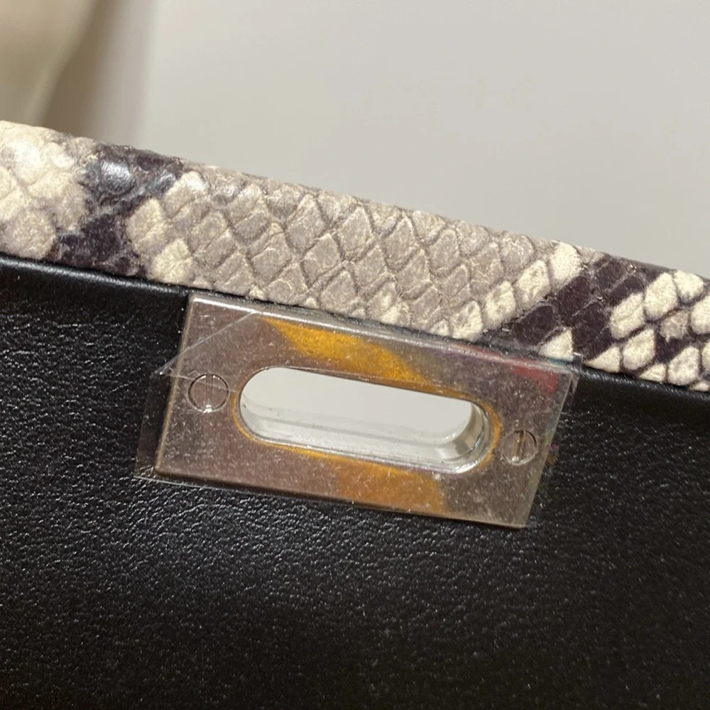 Tory Burch Carmen Embossed Clutch in Natural Snake